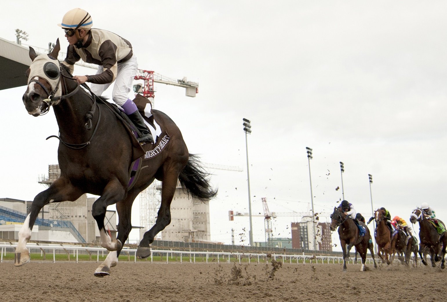 Mighty Heart leading the race for the 161st Queen's Plate at woodbine racetrack