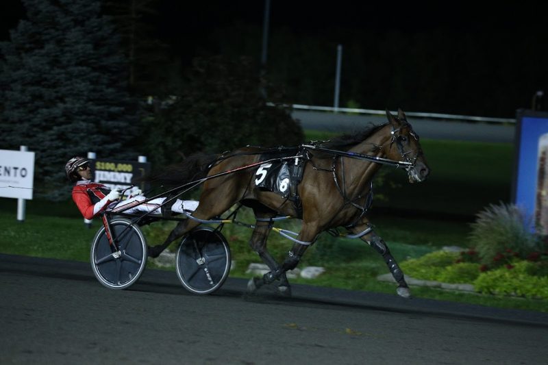 Niki Hill wins the Shes A Great Lady stake with Dexter Dunn at Woodbine Mohawk Park on September 25, 2021. (New Image Media) 